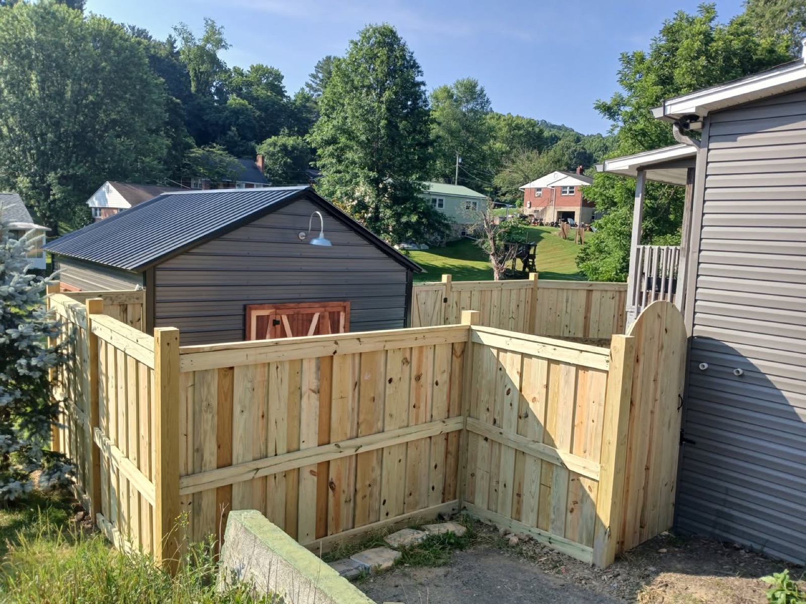 Wood privacy fence built in Hillsville, VA