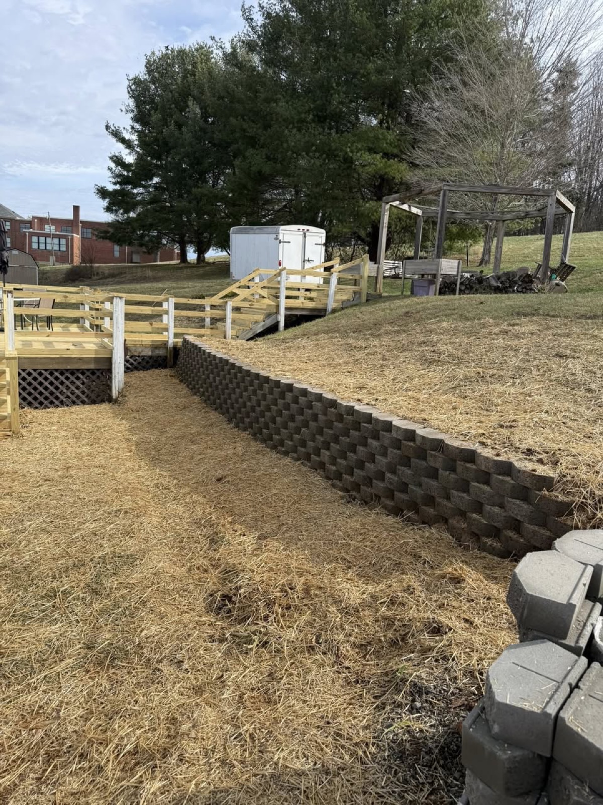 Block retaining wall installation in Hillsville, VA